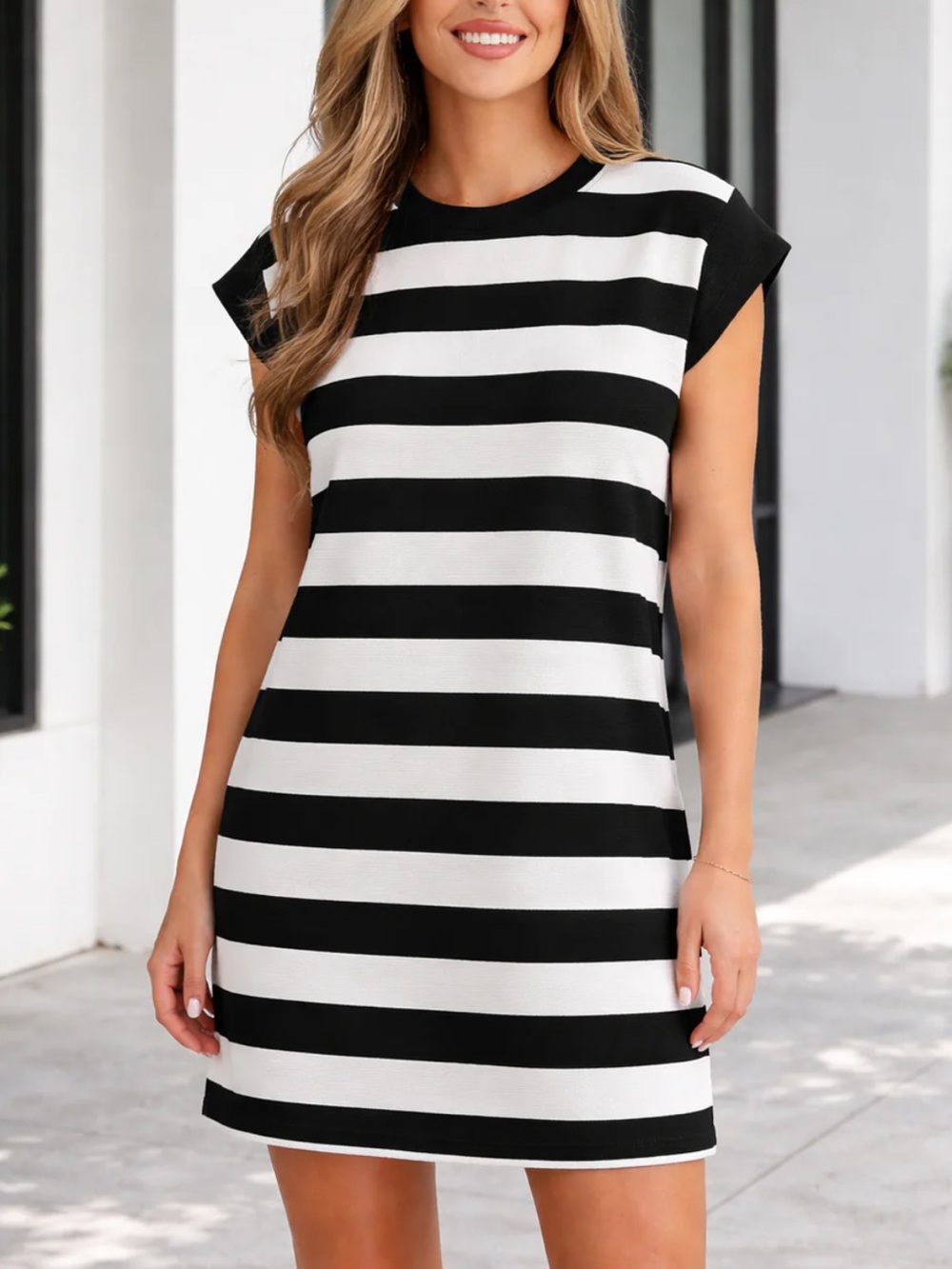 Black & White Stripe T-Shirt Dress